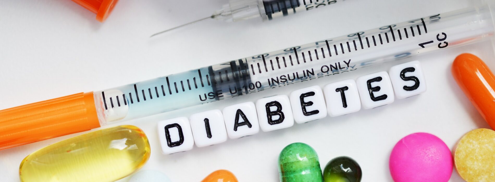 Syringe and medical drugs for diabetes, metabolic disease treatment